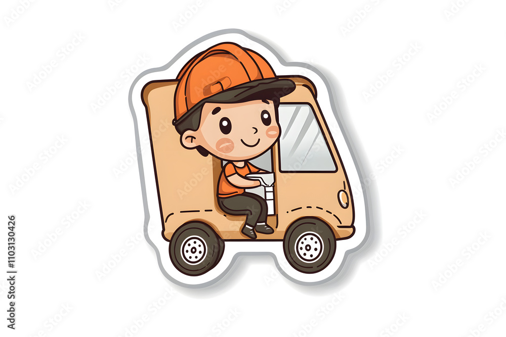 Cute Delivery Driver Vector Illustration for Stickers Cute Delivery Driver Vector Illustration for Stickers