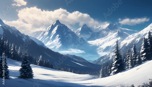 Wallpaper Mural snow covered mountains Torontodigital.ca