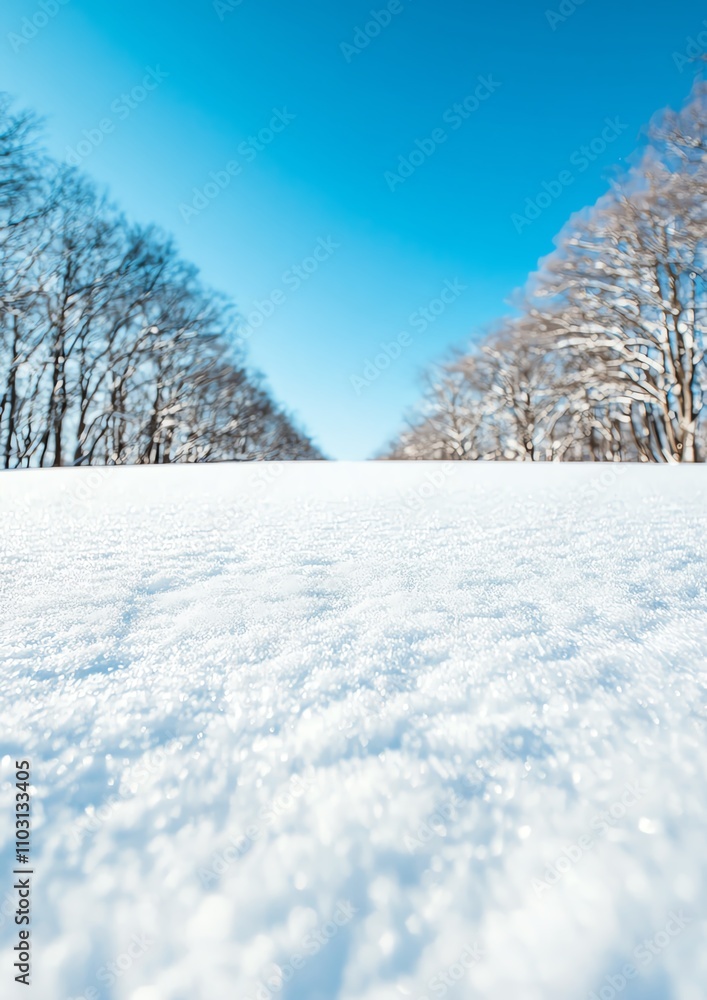 Fototapeta premium A blanket of snow covers the ground, inviting sledding and snowball fights, winter time, snow blanket