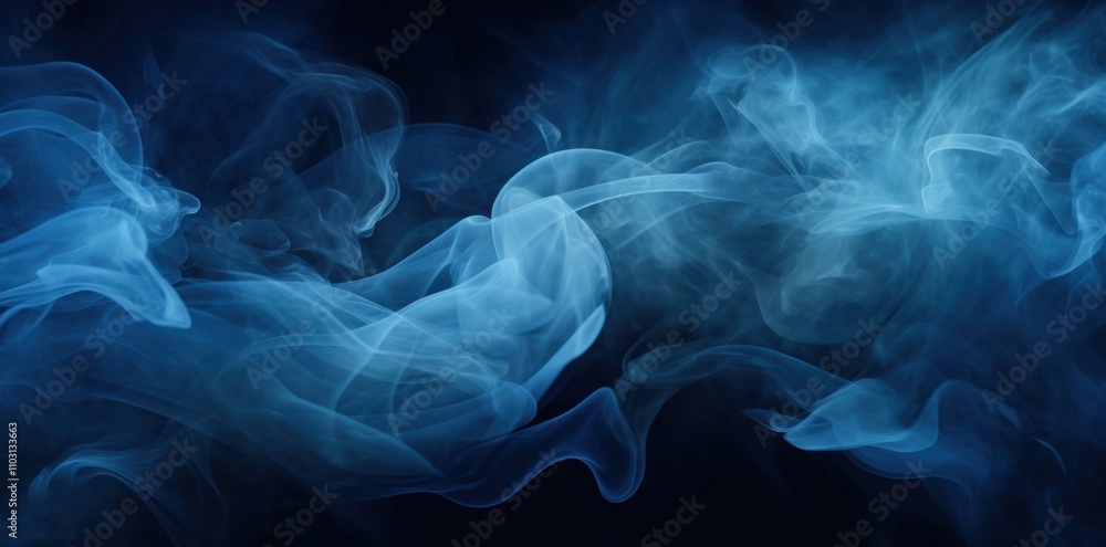Fototapeta premium Dynamic Blue Smoke Swirls Abstract Art Digital Background Dark Setting Artistic Concept