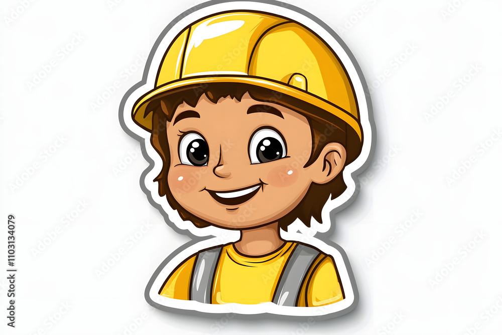 Cute Factory Worker Vector Illustration Sticker Cute Factory Worker Vector Illustration Sticker