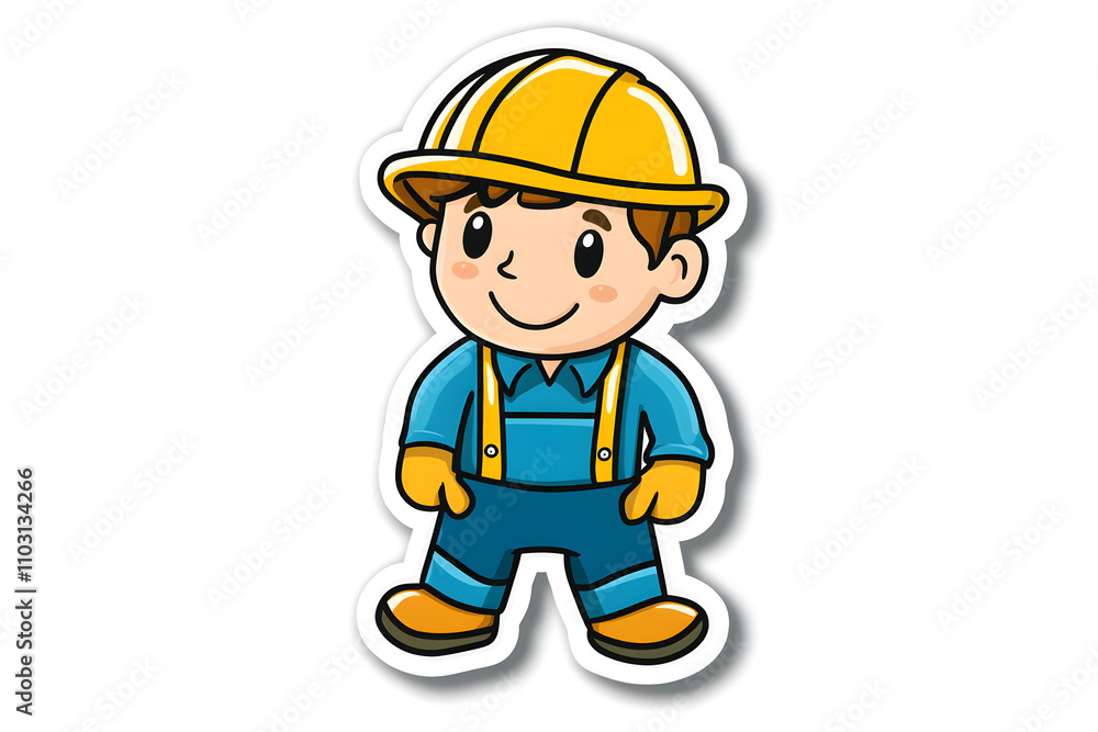 Cute Factory Worker Vector Illustration for Stickers Cute Factory Worker Vector Illustration for Stickers