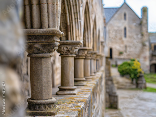 Intricate stonework of Mont Saint-Michel photo