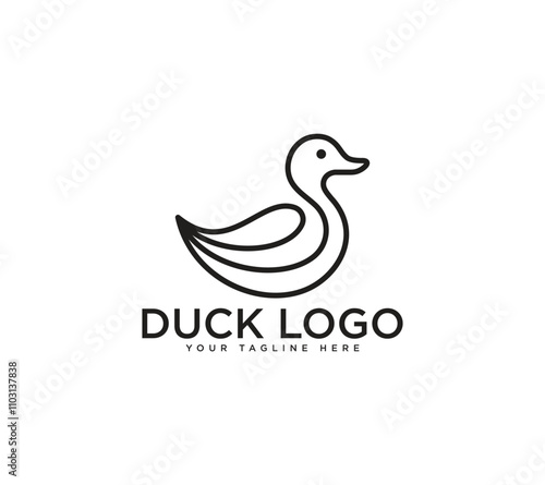 Duck goose line art logo design, Vector illustration photo