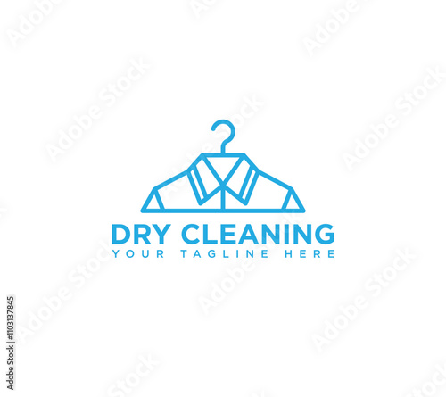Dry cleaning laundry service and Hanger with bow tie Line Logo design, Vector illustration