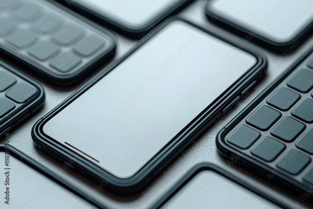 Modern Smartphone Mockup Blank Screen Tech Devices Background Modern Smartphone Mockup Blank Screen Tech Devices Background