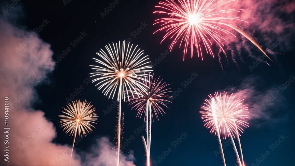 Blurred Night Fireworks Background Blurred Night Fireworks Background