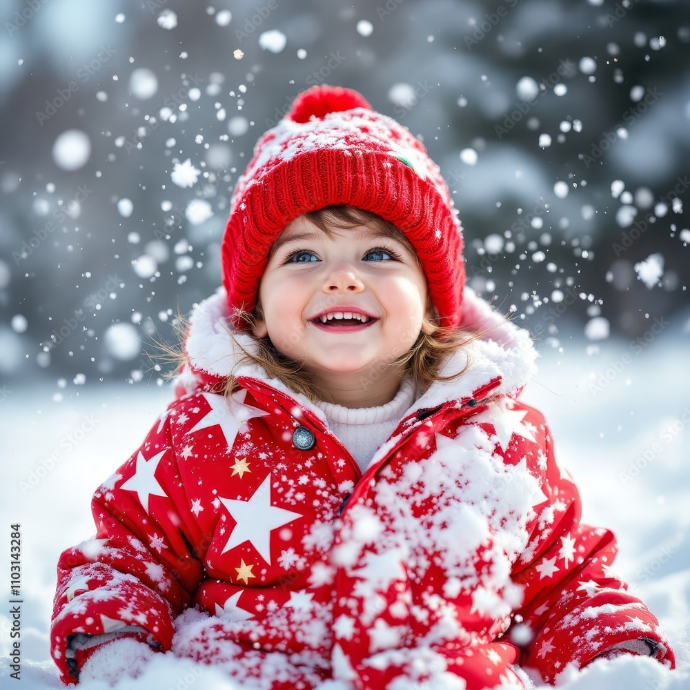 child playing with snow at resort in winter against background of forest outdoor. child playing with snow at resort in winter against background of forest outdoor.