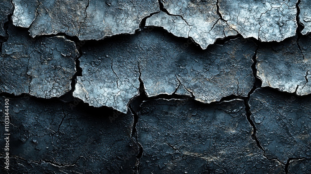 Obraz premium Dark Cracked Texture Background Grunge Rough Dry Abstract Seamless Stone Rock Wall Surface Pattern