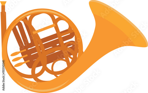 A large orange trumpet with a gold bell