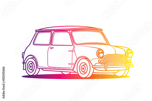 Racing retro car. Original vector illustration in vintage style.