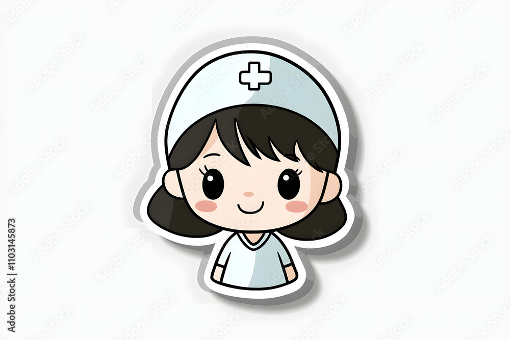 Cute Nurse Sticker Vector Illustration Cute Nurse Sticker Vector Illustration