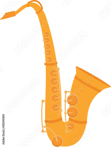 A cartoon saxophone with a yellow color