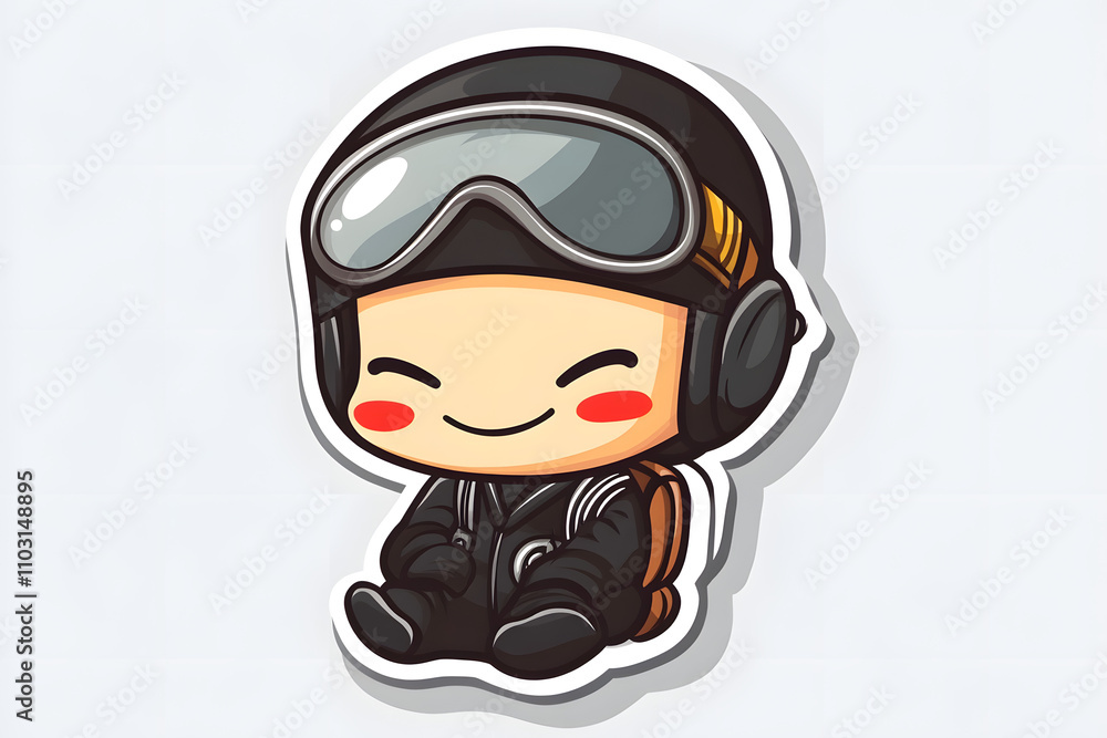 Cute Pilot Vector Sticker Illustration Design Cute Pilot Vector Sticker Illustration Design