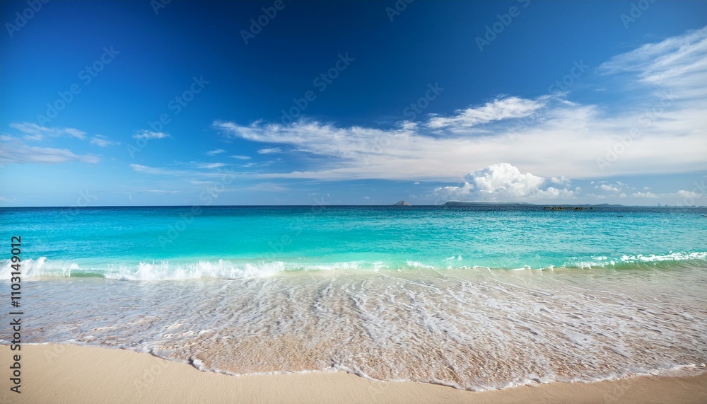 Beautiful tropical beach with palm trees, sunset beach seascape, design template for travel banner. Beautiful tropical beach with palm trees, sunset beach seascape, design template for travel banner.