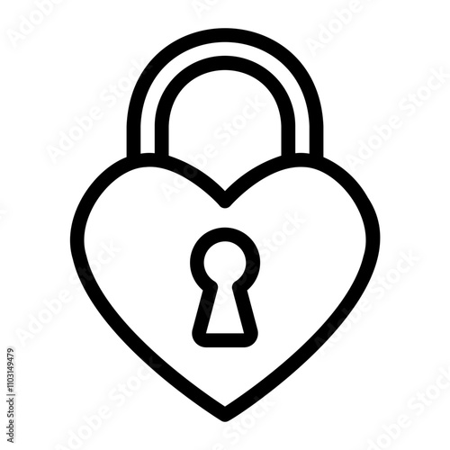 heart lock line icon