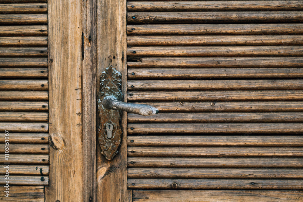 old wooden door with handle old wooden door with handle