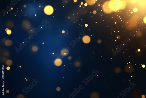 New year and Christmas celebration blue and golden glittering on abstract background and  defocused Bokeh Lights with large blank space for text illustration.