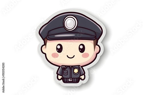 Cute Police Officer Vector Illustration Sticker