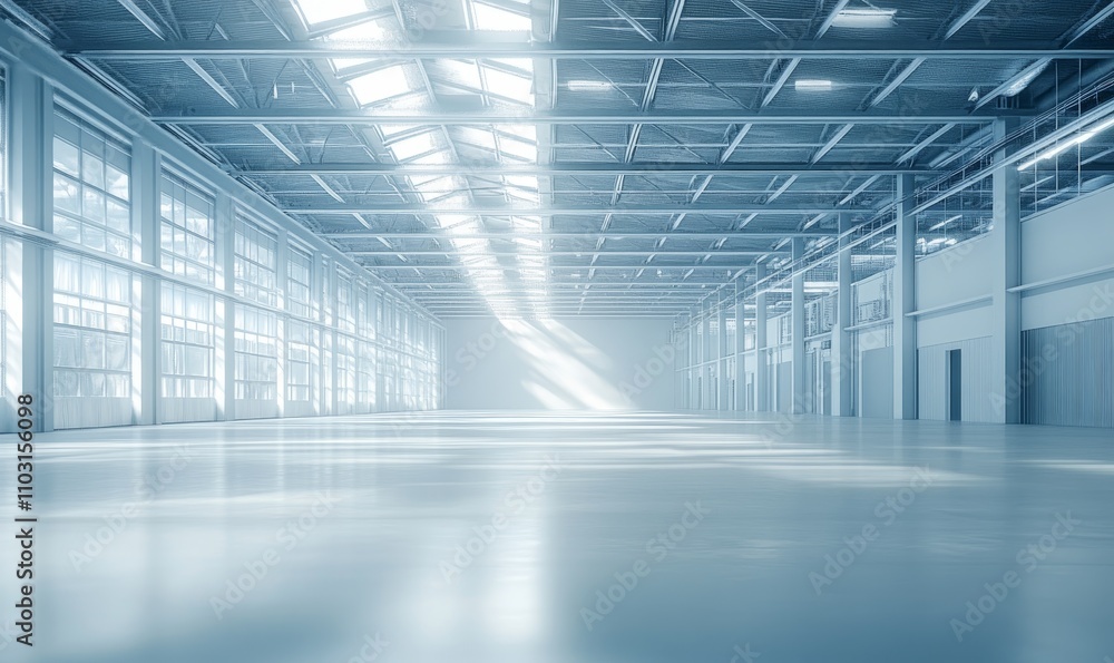 Empty warehouse interior with large windows and high ceilings. Empty warehouse interior with large windows and high ceilings.