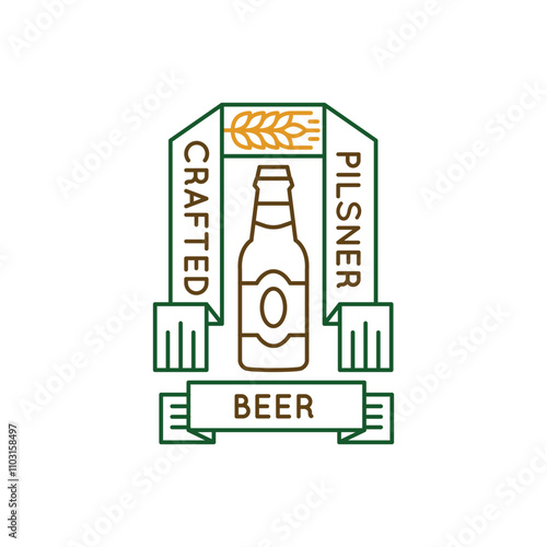 Simple Logo with Crafted pilsner Beer icon. Simple badge with crafted pilsner Beer icon for social media, app, and web design. Vector illustration