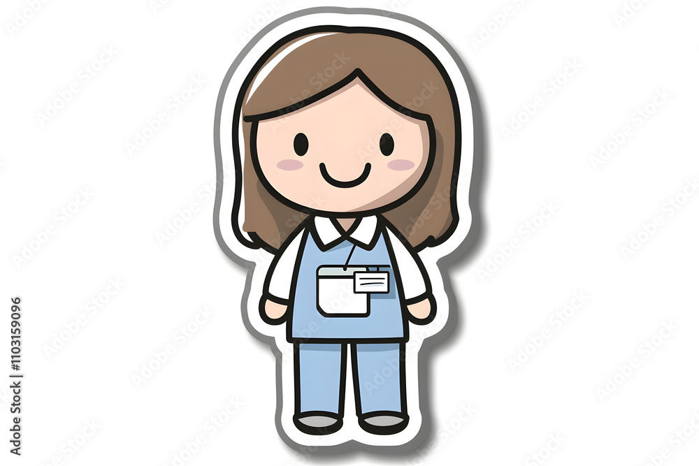 Cute Retail Associate Vector Illustration Sticker Cute Retail Associate Vector Illustration Sticker