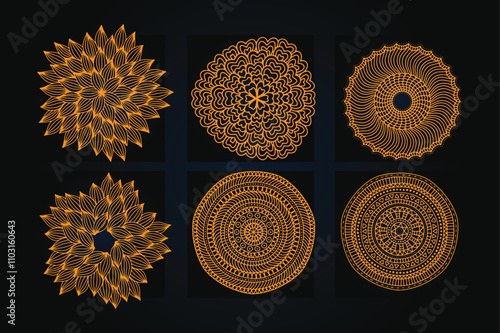 Ornamental luxury mandala pattern set design