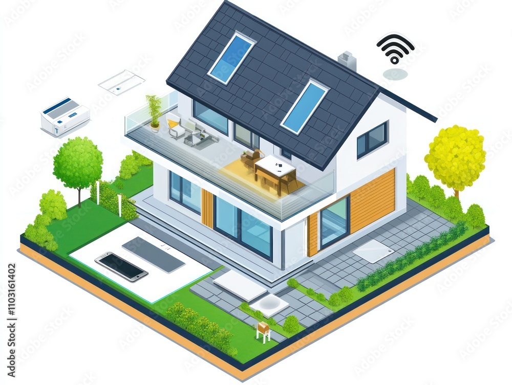 Home automation devices, smart home features controlled by apps Home automation devices, smart home features controlled by apps