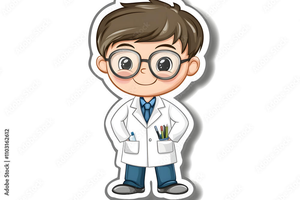 Cute Scientist Vector Illustration Sticker Design Cute Scientist Vector Illustration Sticker Design