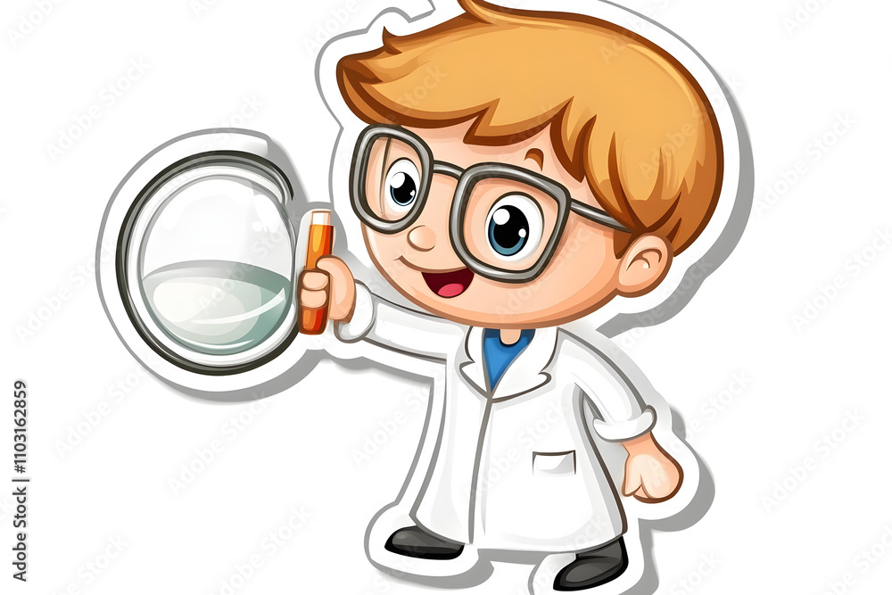 Cute Scientist Vector Illustration for Stickers Cute Scientist Vector Illustration for Stickers