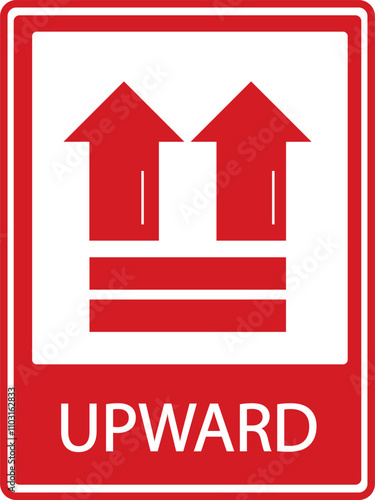 Sticker design of Upward, red Fragile warning label vector