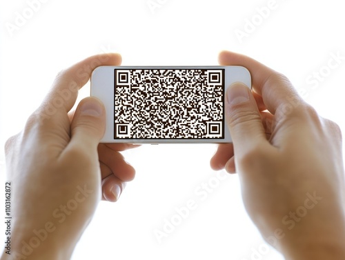 QR code payments, customers using smartphones to scan codes photo