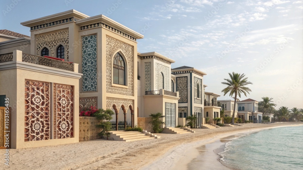 Obraz premium Luxurious beachfront villas with intricate architectural designs