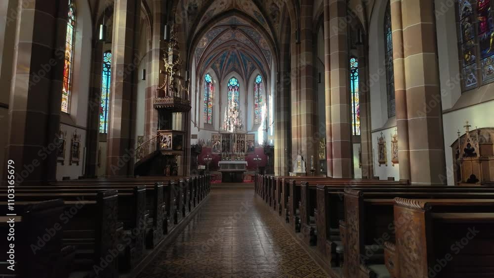 Interior of St. Nikolaus Church, Insbruck, Austria, featuring Gothic architecture Interior of St. Nikolaus Church, Insbruck, Austria, featuring Gothic architecture
