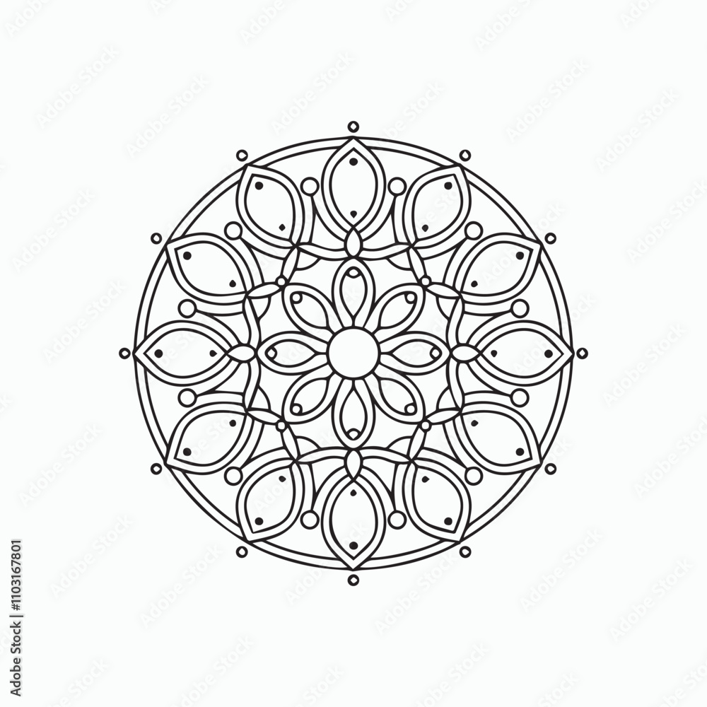 easy floral mandala design with clean lines for Kids coloring book page easy floral mandala design with clean lines for Kids coloring book page