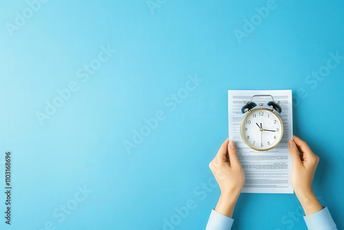 Hands holding clock and tax document, symbolizing urgency and deadlines