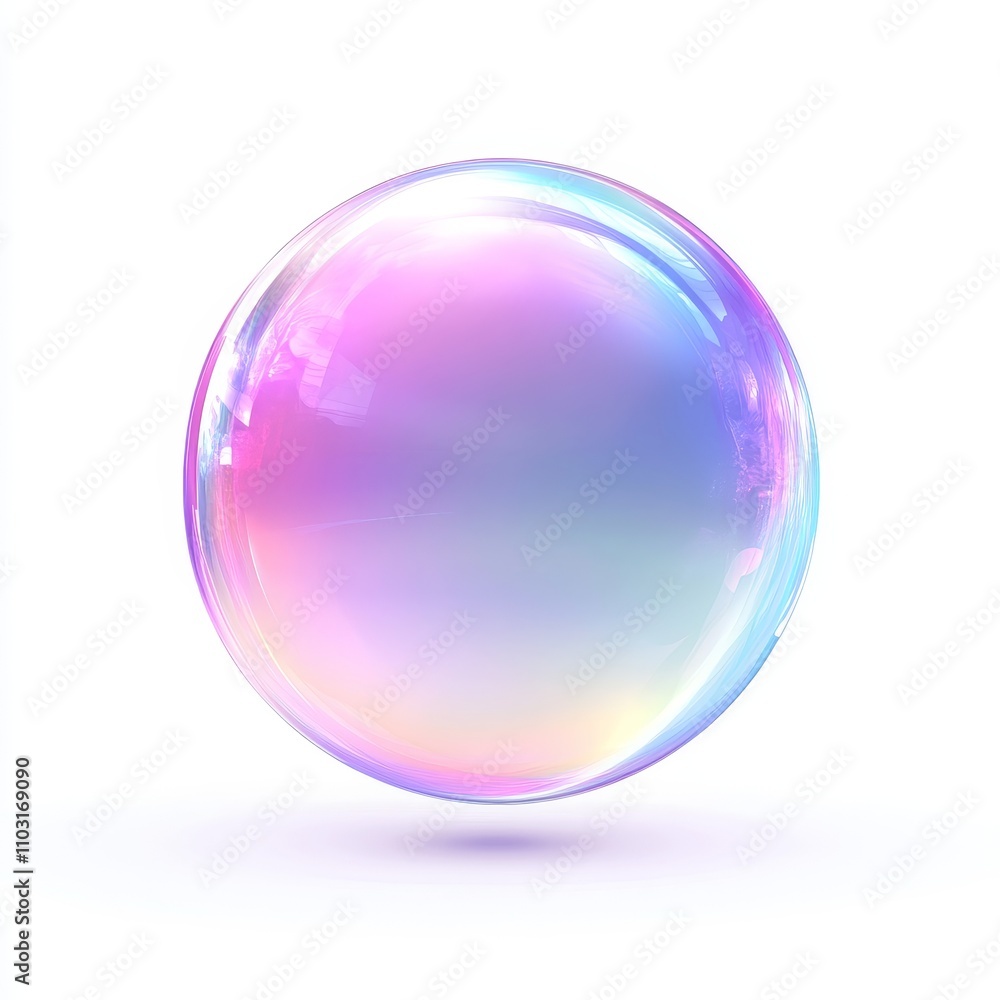 Iridescent purple and blue bubble with a white background. Iridescent purple and blue bubble with a white background.
