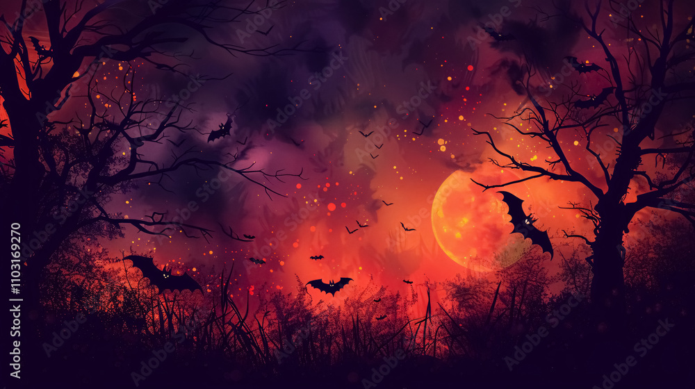 A creepy tree with twisted branches and dangling skeletons in a foggy field. A creepy tree with twisted branches and dangling skeletons in a foggy field.