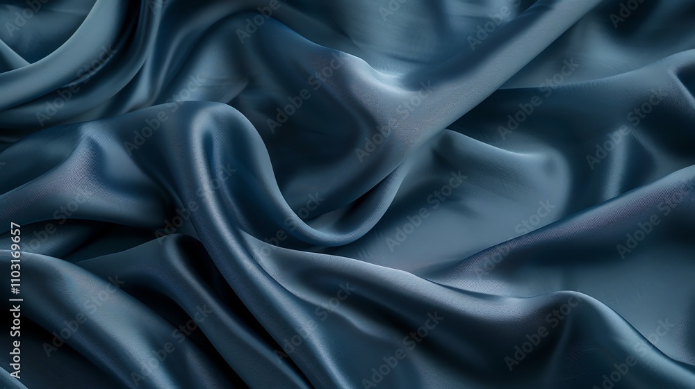 A close up of a soft, blue, silky fabric. A close up of a soft, blue, silky fabric.