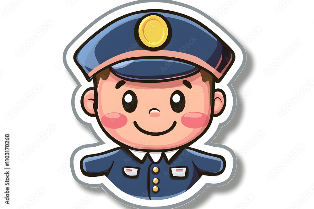Cute Train Conductor Vector Illustration Sticker Cute Train Conductor Vector Illustration Sticker