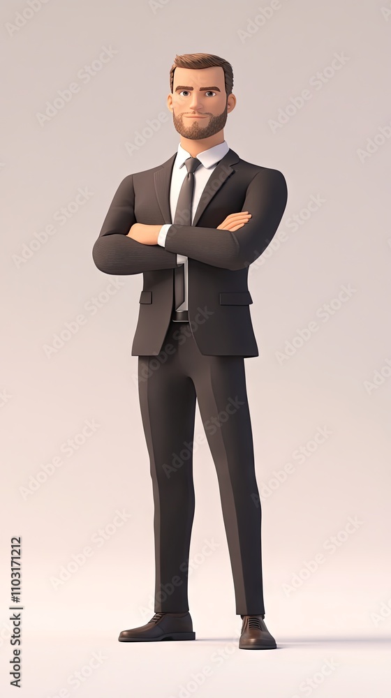 Confident Businessman 3D Illustration - Digital Art Confident Businessman 3D Illustration - Digital Art