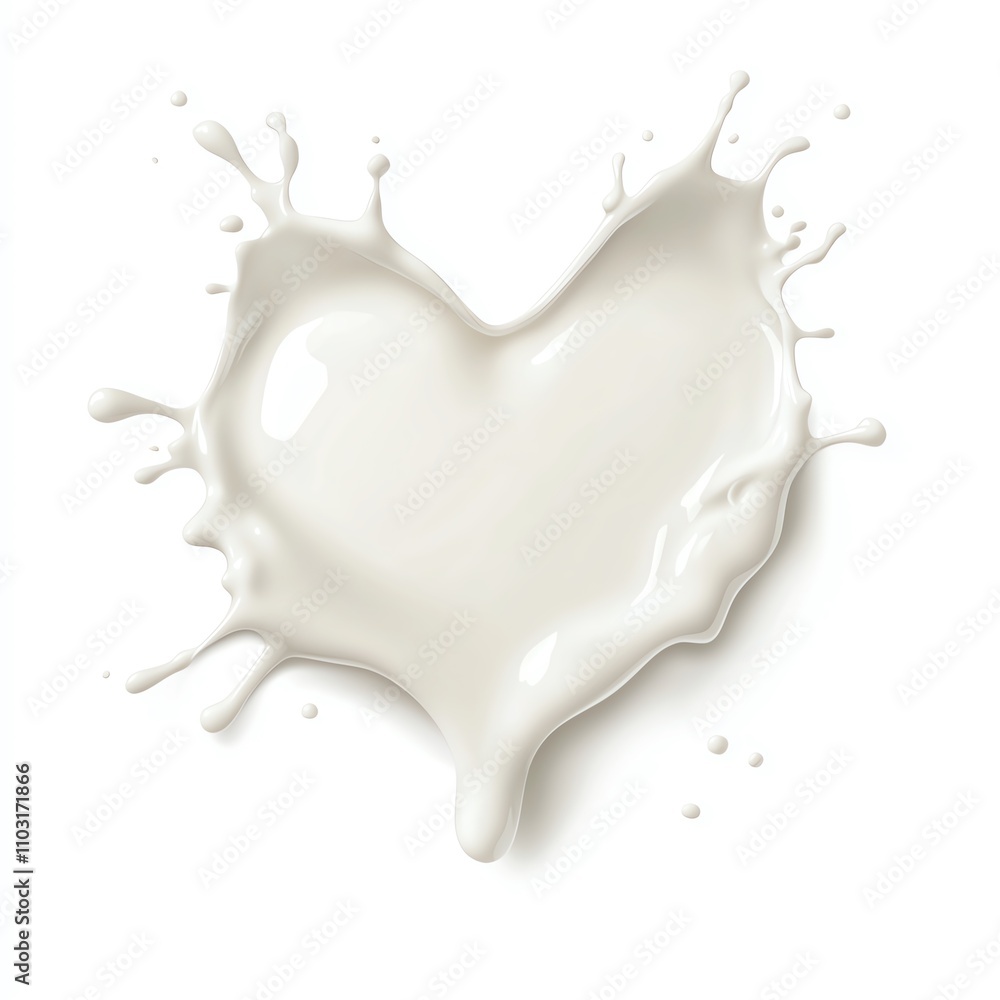 A heart shape formed from splashed milk, symbolizing love and purity, with dynamic droplets radiating outward. A heart shape formed from splashed milk, symbolizing love and purity, with dynamic droplets radiating outward.
