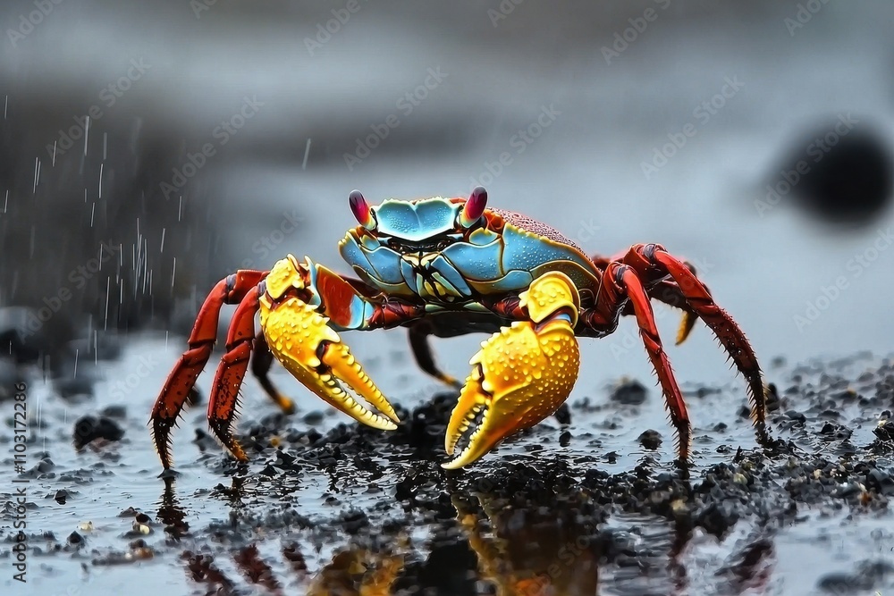 Sally Lightfoot Crab: A vibrant Sally Lightfoot crab Sally Lightfoot Crab: A vibrant Sally Lightfoot crab