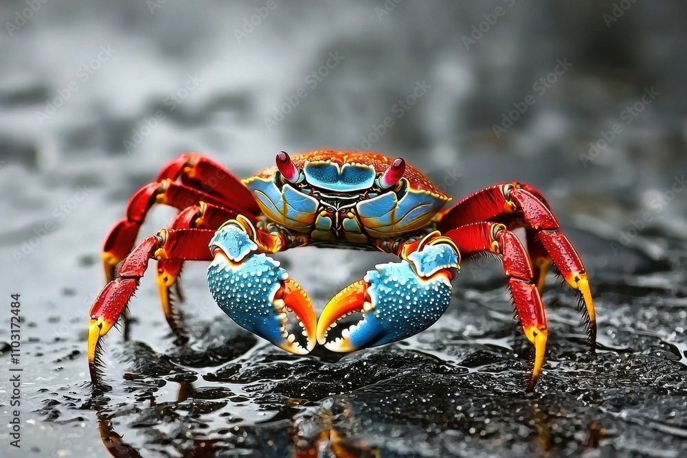 Sally Lightfoot Crab: A vibrant Sally Lightfoot crab Sally Lightfoot Crab: A vibrant Sally Lightfoot crab