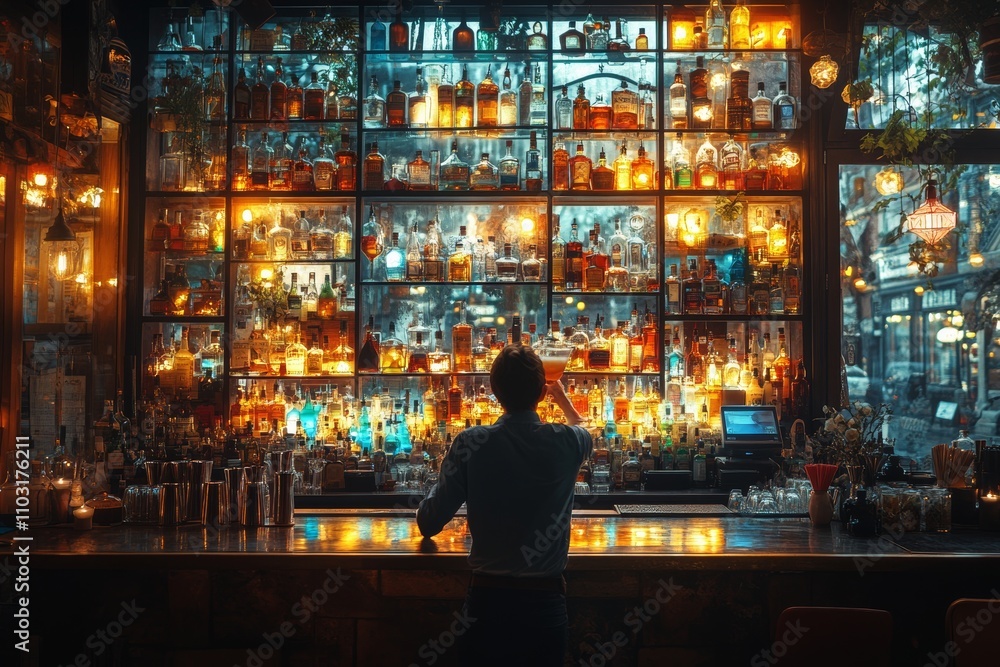 A cosy bar scene. Generative AI A cosy bar scene. Generative AI