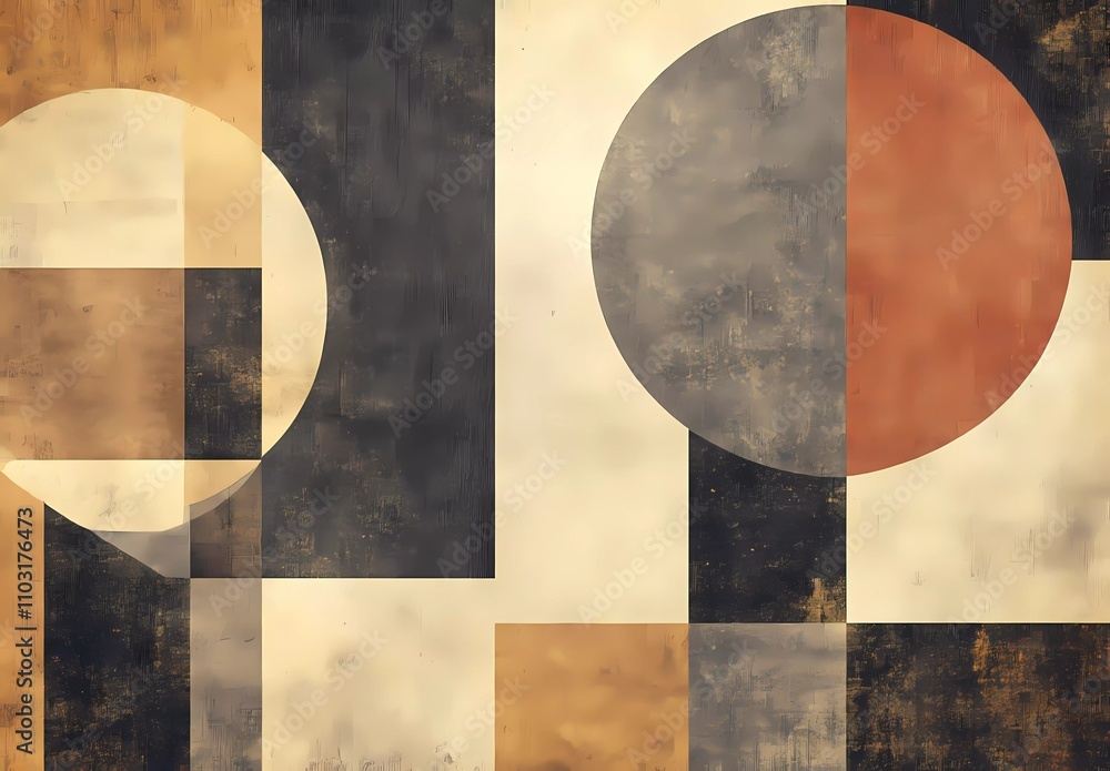 A modern art deco-inspired background with simple geometric shapes in muted colors, such as grey and brown tones A modern art deco-inspired background with simple geometric shapes in muted colors, such as grey and brown tones