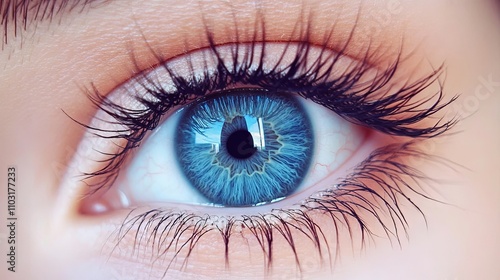 Close Up of a Blue Eye with Long Lashes