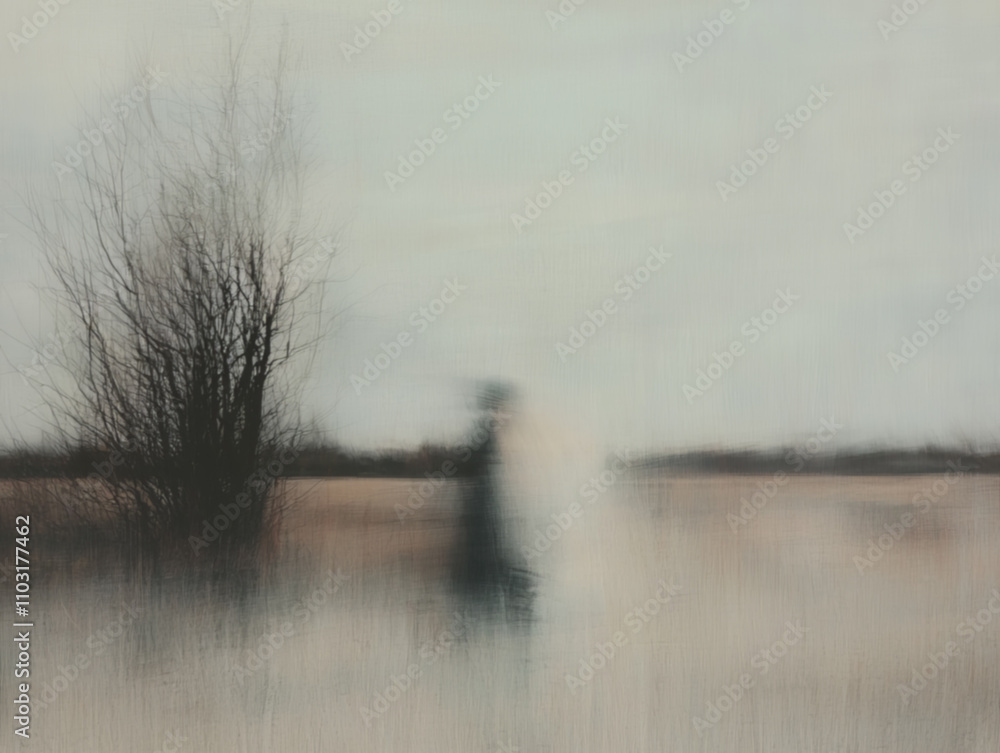 Fototapeta premium Surreal Contemporary Modern Grainy Art in Vintage Look