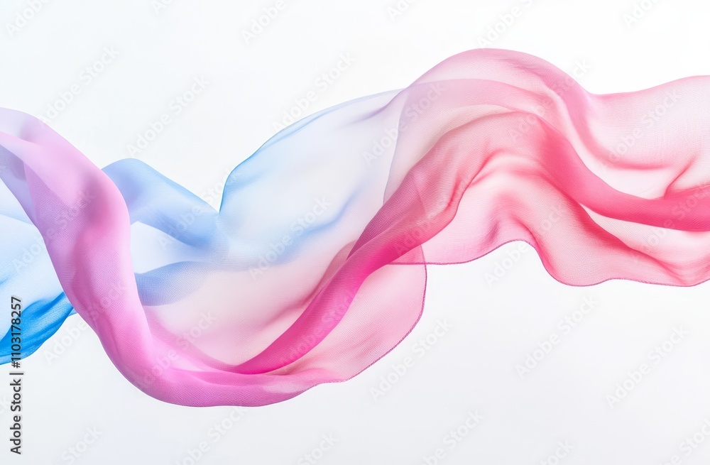Flowing pink and blue fabric on a white background. Flowing pink and blue fabric on a white background.