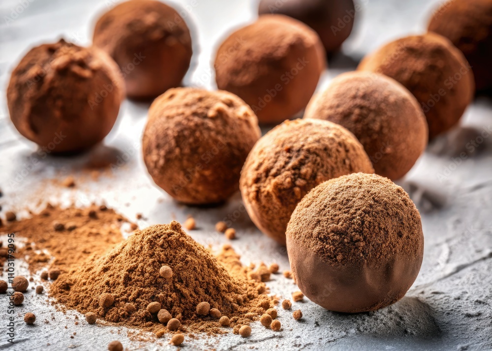 Belgian Cocoa Dusted Chocolate Truffles - Classic Dessert Isolated on White Background, Indulgent Treat, Gourmet Confectionery, Rich Flavor, Perfect for Special Occasions, Sweet Delight Belgian Cocoa Dusted Chocolate Truffles - Classic Dessert Isolated on White Background, Indulgent Treat, Gourmet Confectionery, Rich Flavor, Perfect for Special Occasions, Sweet Delight
